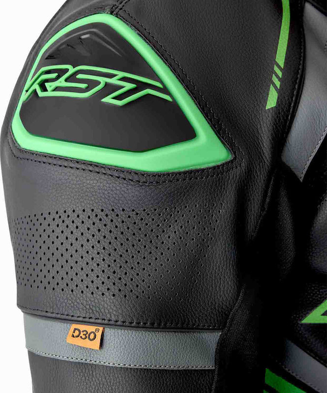 RST S1 D3O Motorrad Lederkombi - Schwarz/Flo Grün