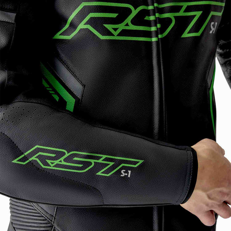 RST S1 D3O Motorrad Lederkombi - Schwarz/Flo Grün
