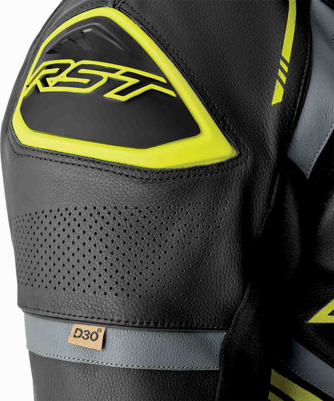 RST S1 D3O Motorrad Lederkombi - Schwarz/Flo Gelb