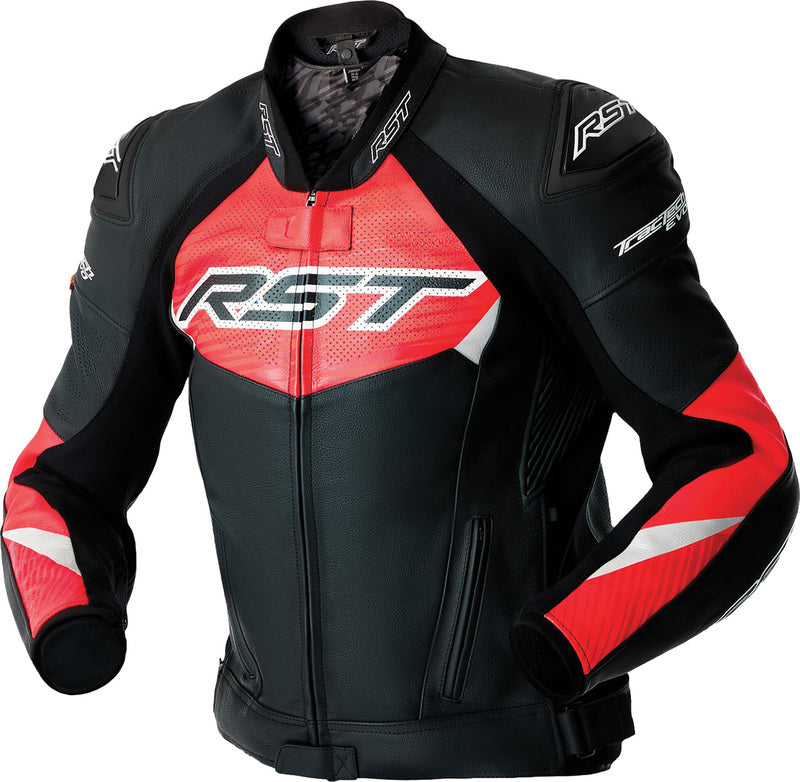 RST Tractech Evo D3O Leder Motorradjacke - Schwarz/Rot