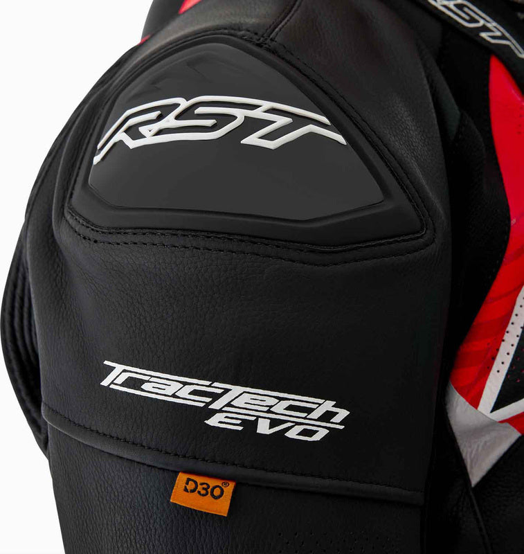 RST Tractech Evo D3O Leder Motorradjacke - Schwarz/Rot