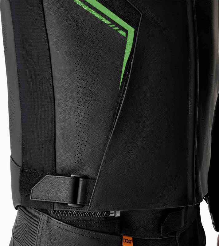 RST S1 D3O Leder Motorradjacke - Schwarz/Neon Grün