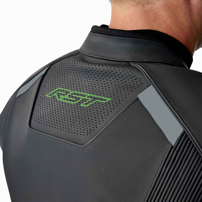 RST S1 D3O Leder Motorradjacke - Schwarz/Neon Grün