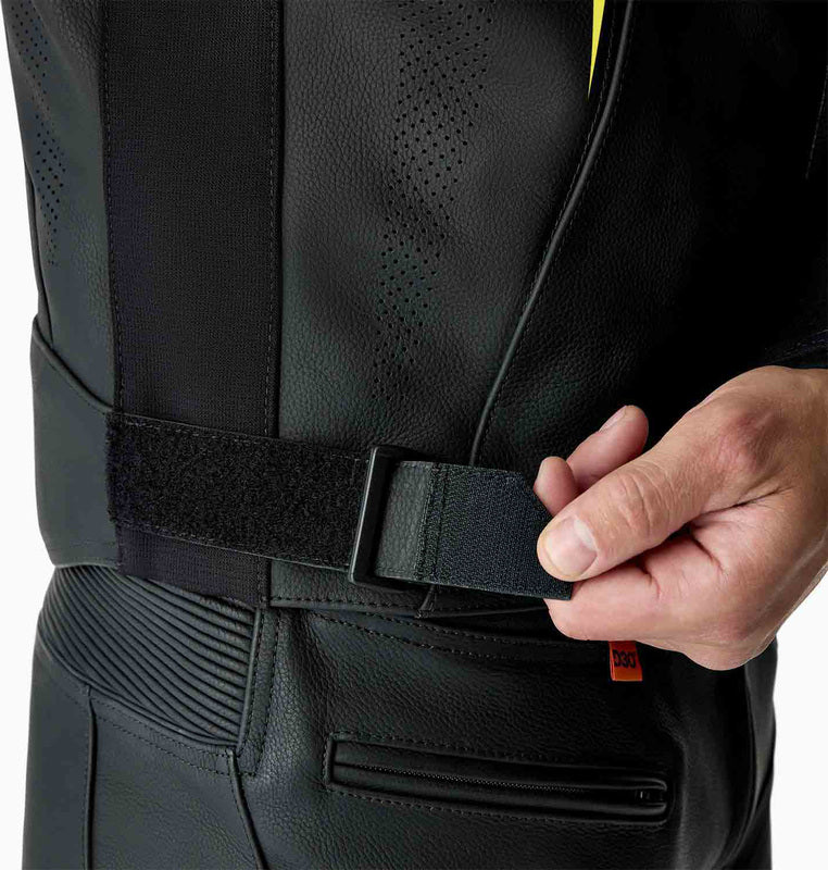 RST S1 D3O Leder Motorradjacke - Schwarz/Neon Gelb