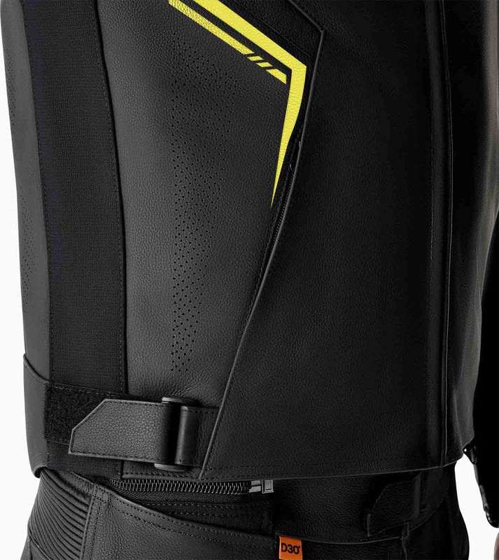 RST S1 D3O Leder Motorradjacke - Schwarz/Neon Gelb