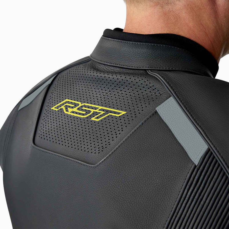 RST S1 D3O Leder Motorradjacke - Schwarz/Neon Gelb