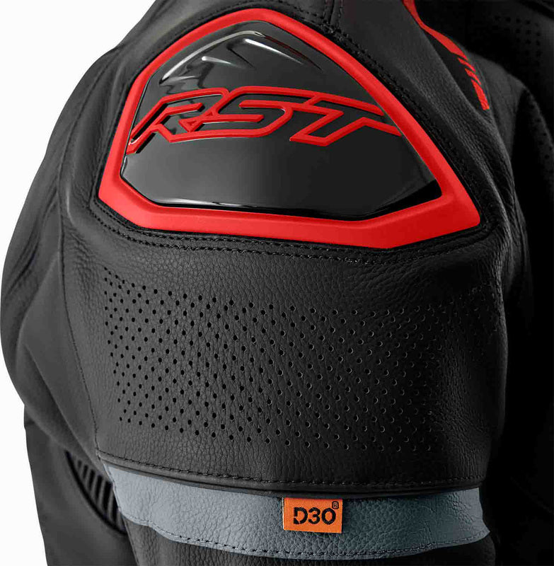 RST S1 D3O Leder Motorradjacke - Schwarz/Rot