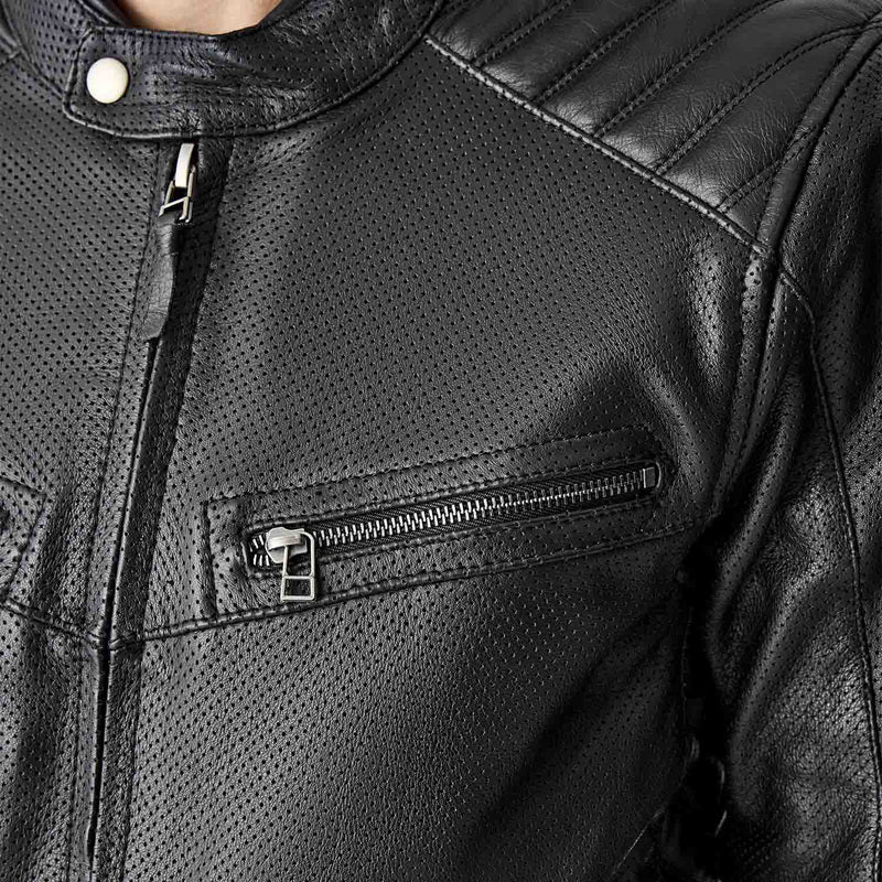 RST Roadster Air D3O Leder Motorradjacke - Schwarz