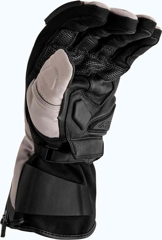 Schwarze und silberne RST Pro Series Vega Motorradhandschuhe aus Leder, mit Schutzelementen und knöchelverstärktem Design