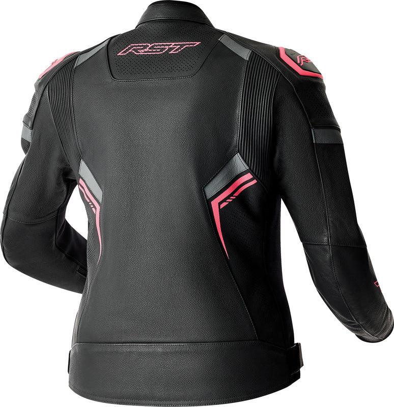 RST S1 D3O Leder Damen Motorradjacke - Schwarz/Rosa