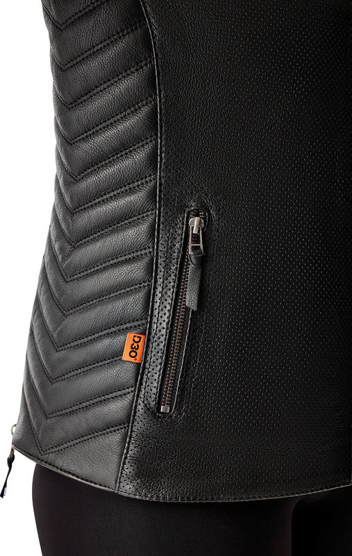 RST Roadster Air D3O Leder Damen Motorradjacke - Schwarz
