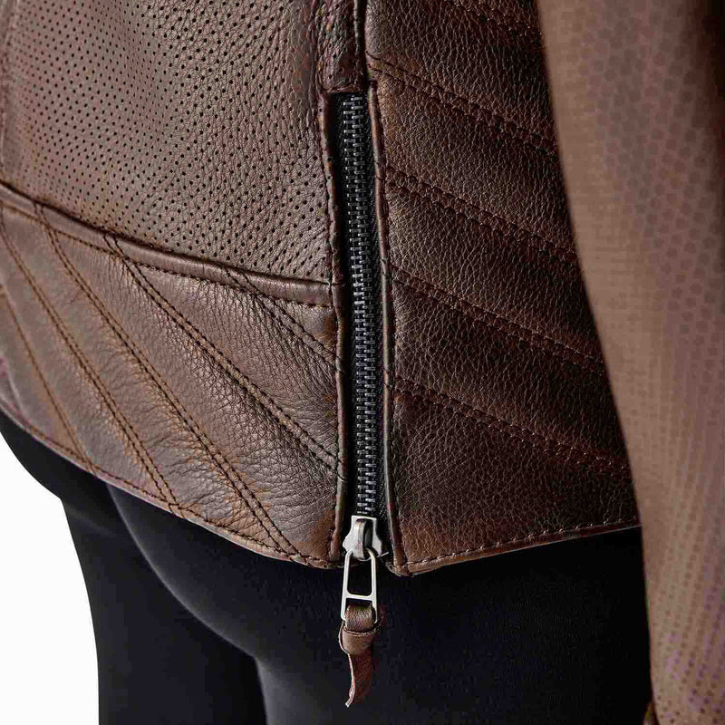 RST Roadster Air D3O Leder Damen Motorradjacke - Braun