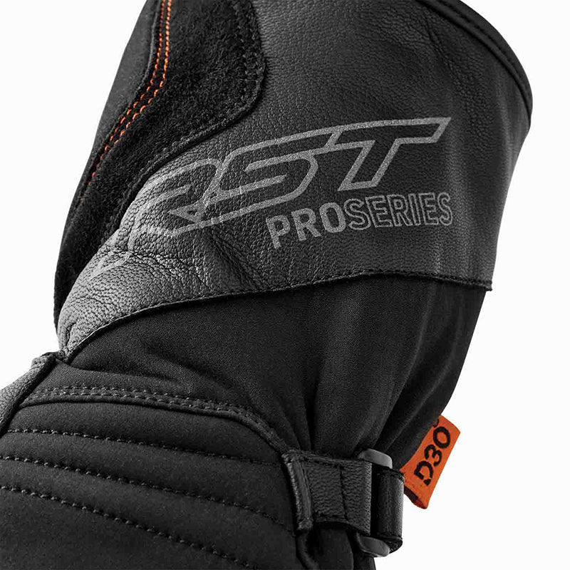 Schwarze RST Pro Series Artic D3O Damen Motorradhandschuhe mit wasserdichter Oberfläche, Schutz und Komfort.