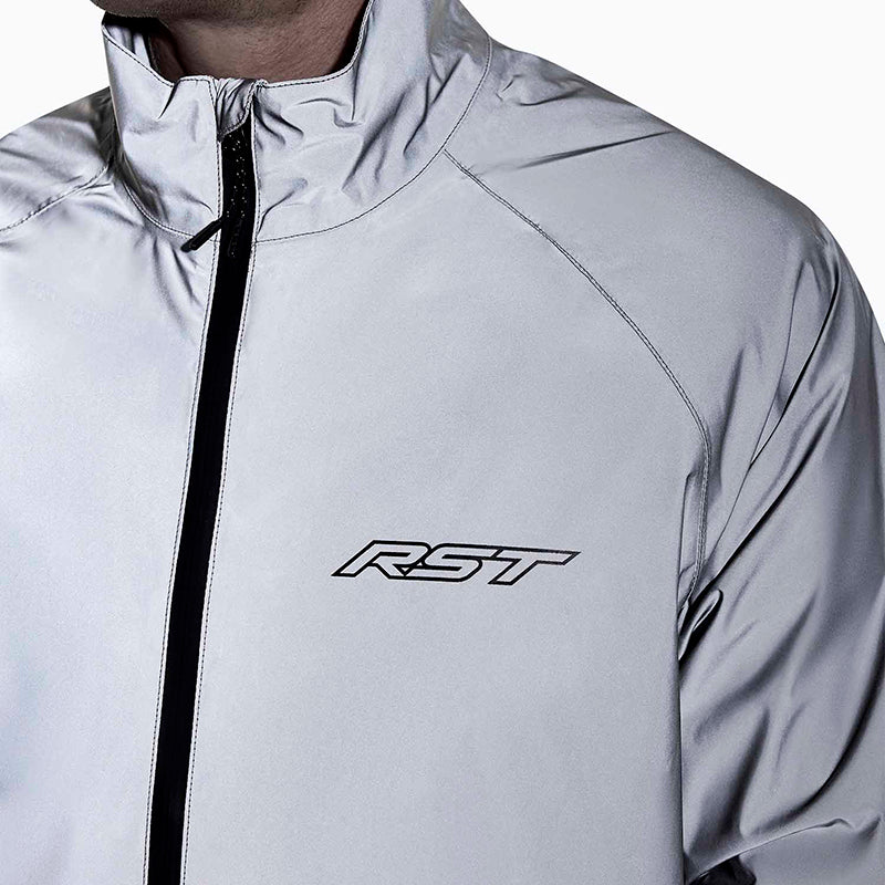 RST Night Rider Wasserdichte Reflektierende Regen-Motorradjacke – Silber