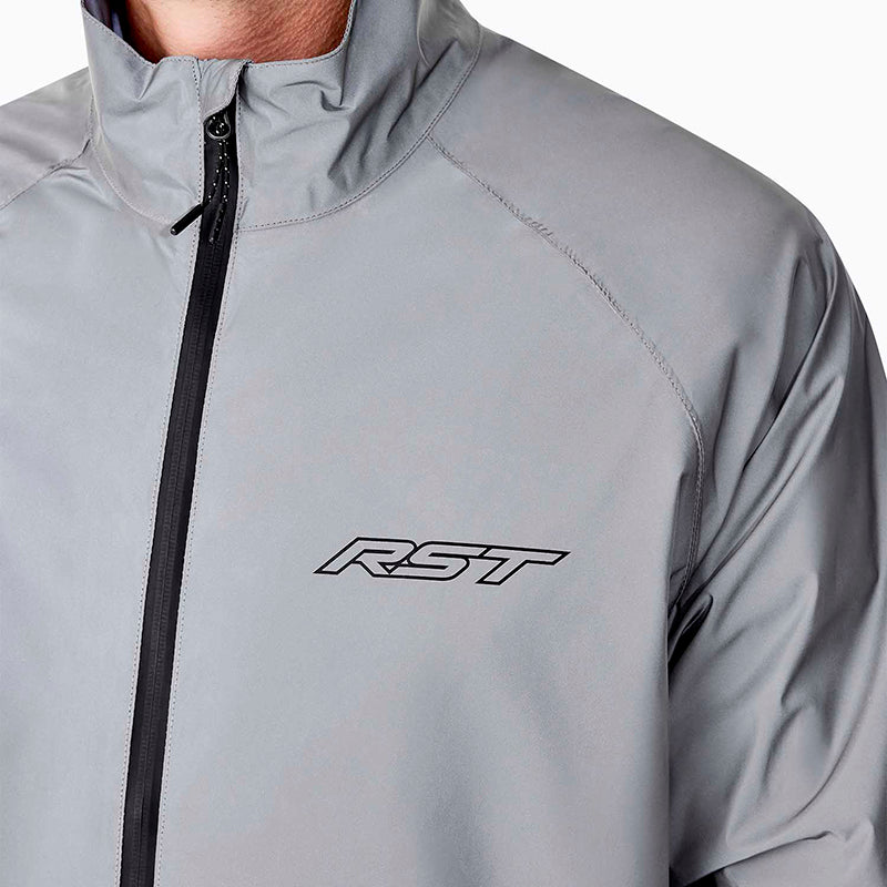 RST Night Rider Wasserdichte Reflektierende Regen-Motorradjacke – Silber