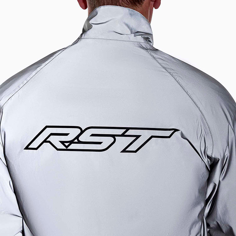 RST Night Rider Wasserdichte Reflektierende Regen-Motorradjacke – Silber