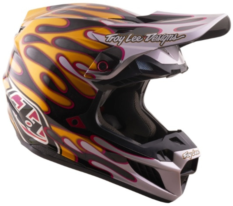Troy Lee Designs Se5 Carbon Mips Motocrosshelm Overspray Schwarz/Gold