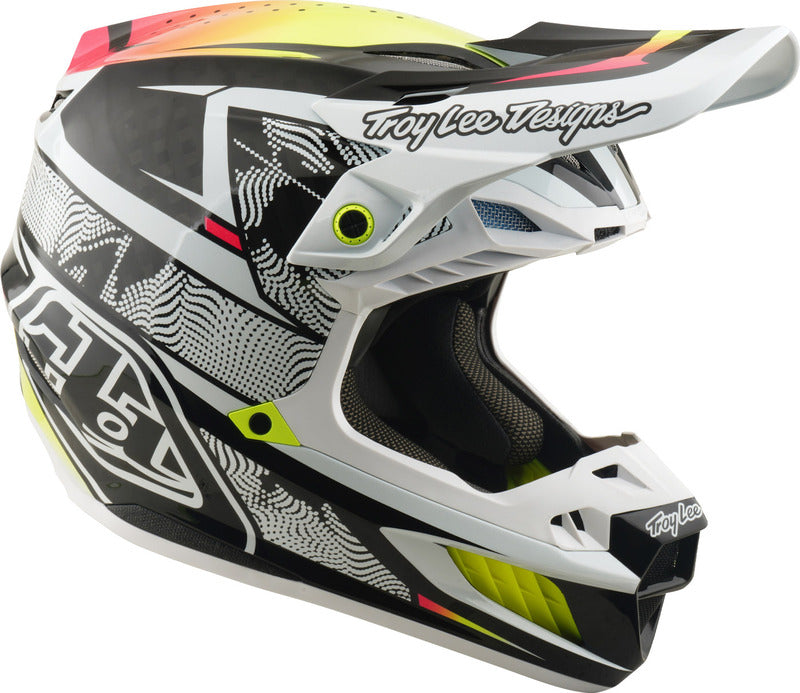 Troy Lee Designs Se5 Carbon Mips Motocrosshelm Lined Up Weiß