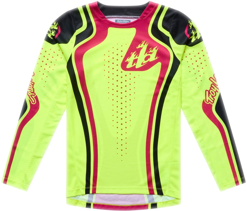 Troy Lee Designs MX-Jersey GP Pro Jugend Roller in Gelb und Fuchsia, bequemes Kindermotocross-Trikot mit auffälligem Design
