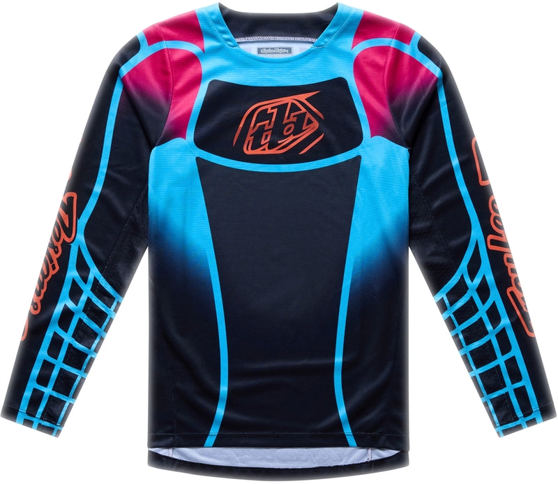Troy Lee Designs GP Pro Jugend MX-Jersey Framework Schwarz und Cyan, atmungsaktives Motocross-Trikot für Jugendliche