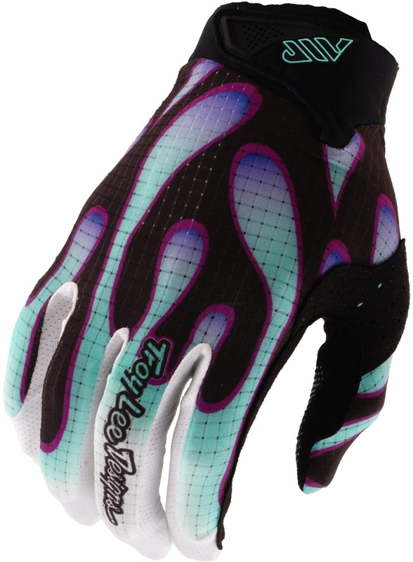 Troy Lee Designs Air Jugend Handschuhe Overspray Schwarz/Real Petrol