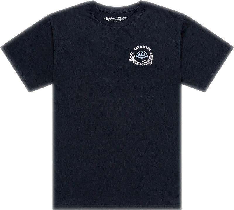 Schwarzes Troy Lee Designs Carb Club T-Shirt aus Freizeitbekleidung, mit stylischem Druck und bequemem Schnitt.