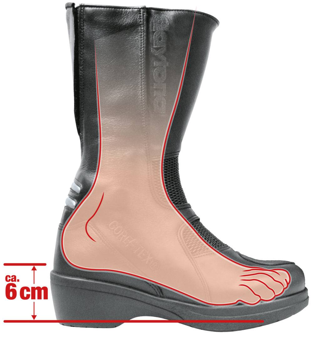 Schwarze Daytona Lady Star GTX Stiefel aus Leder mit Schnürung und strapazierfähiger Sohle, ideal für Damen.