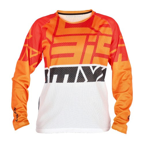 ACERBIS Motocross Kinder Vented Jersey J-Windy Four - Orange/Weiß - YXXL