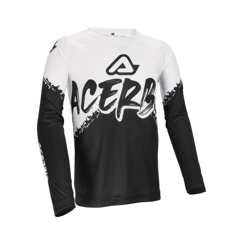 ACERBIS Motocross Kinder Jersey Linear - Schwarz/Weiß - YXXL
