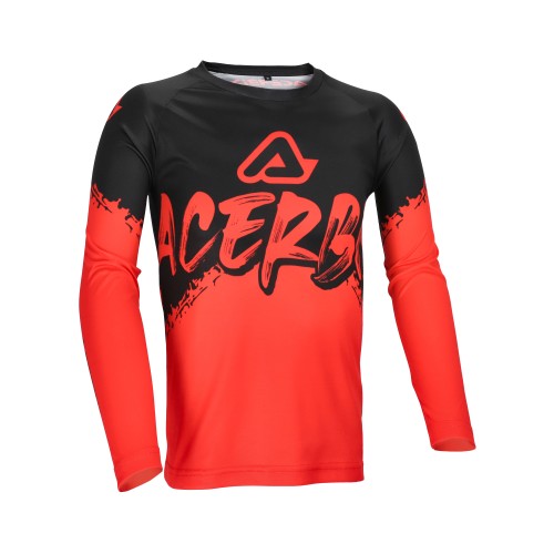 ACERBIS Motocross Kinder Jersey Linear - Schwarz/Rot - YXXL