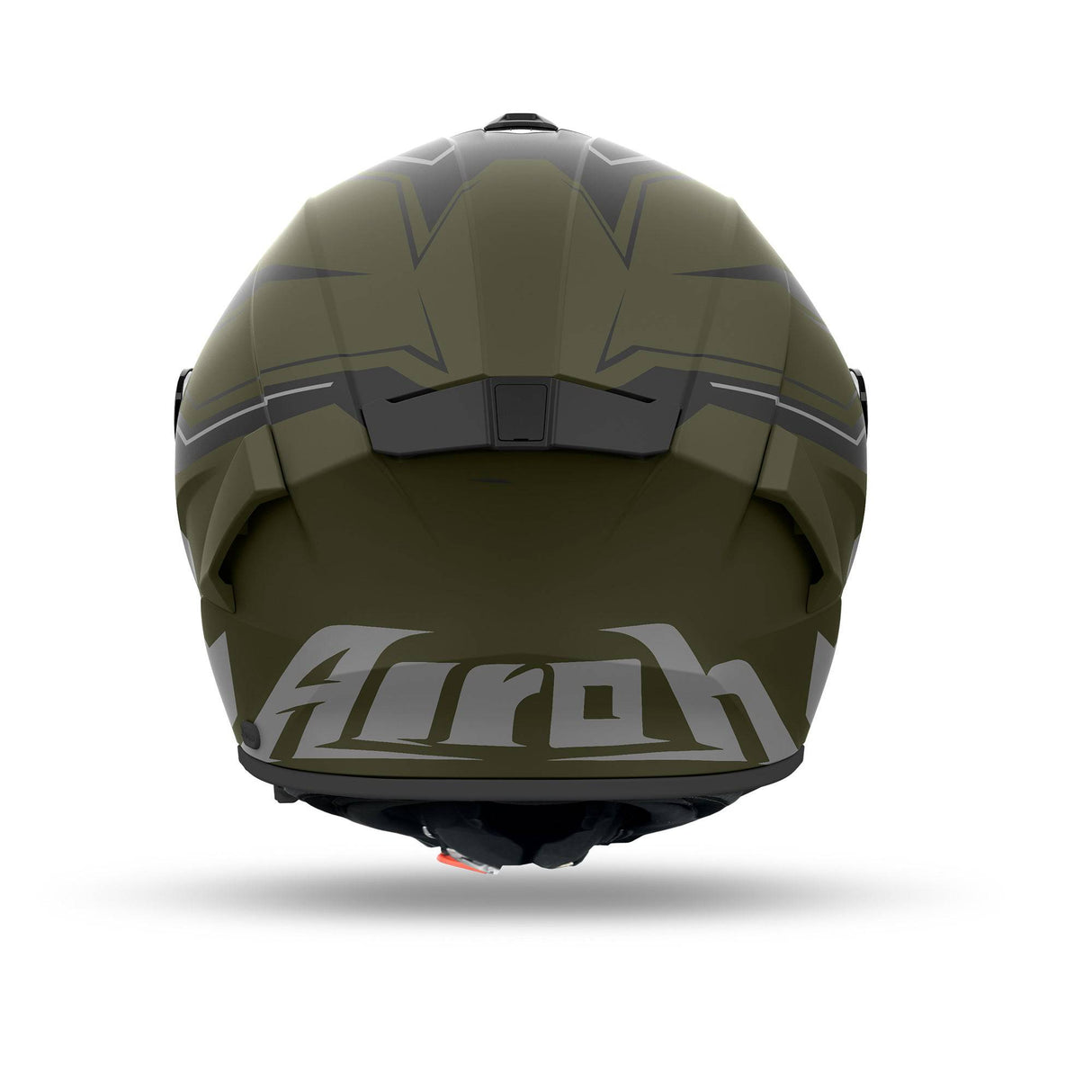 Airoh Spark 2 Dart Integralhelm in militärgrün mit schwarzen und grauen Akzenten, Schutzbrille und Belüftungsöffnungen sichtbar