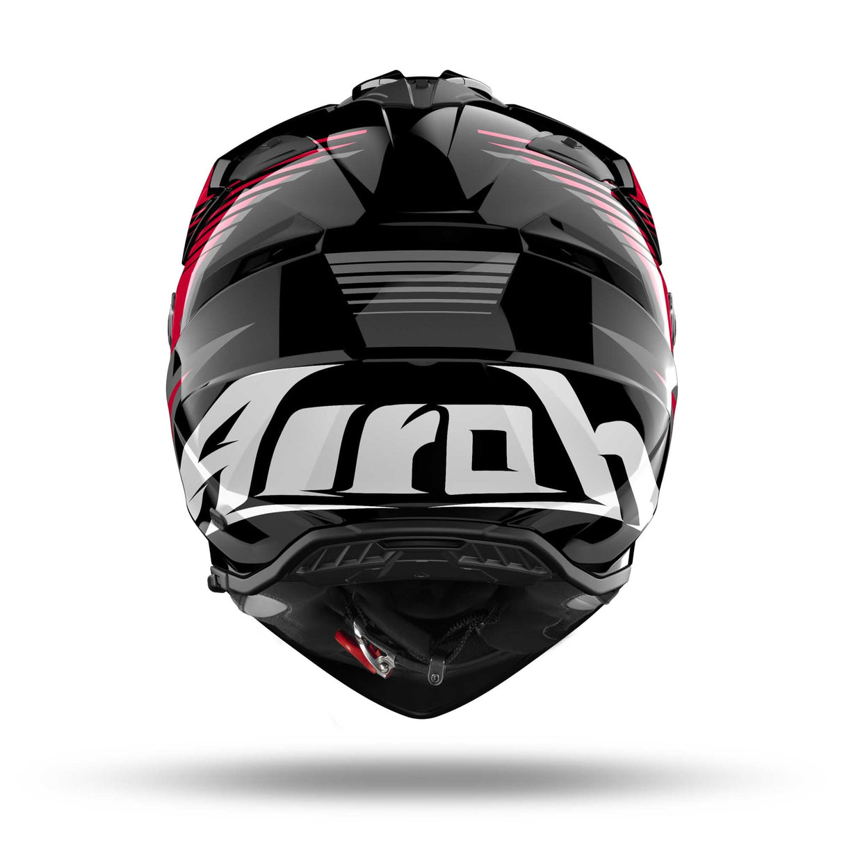 Schwarzer und grauroter Endurohelm Airoh Bandit Spicy mit Visier und Belüftung, Schutzhelm für Offroad-Fahrten