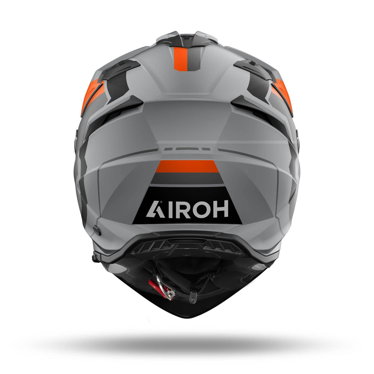Airoh Bandit Horn Endurohelm in matt-grau, schwarz-orange, mit Sichtscheibe und Belüftungsöffnungen.