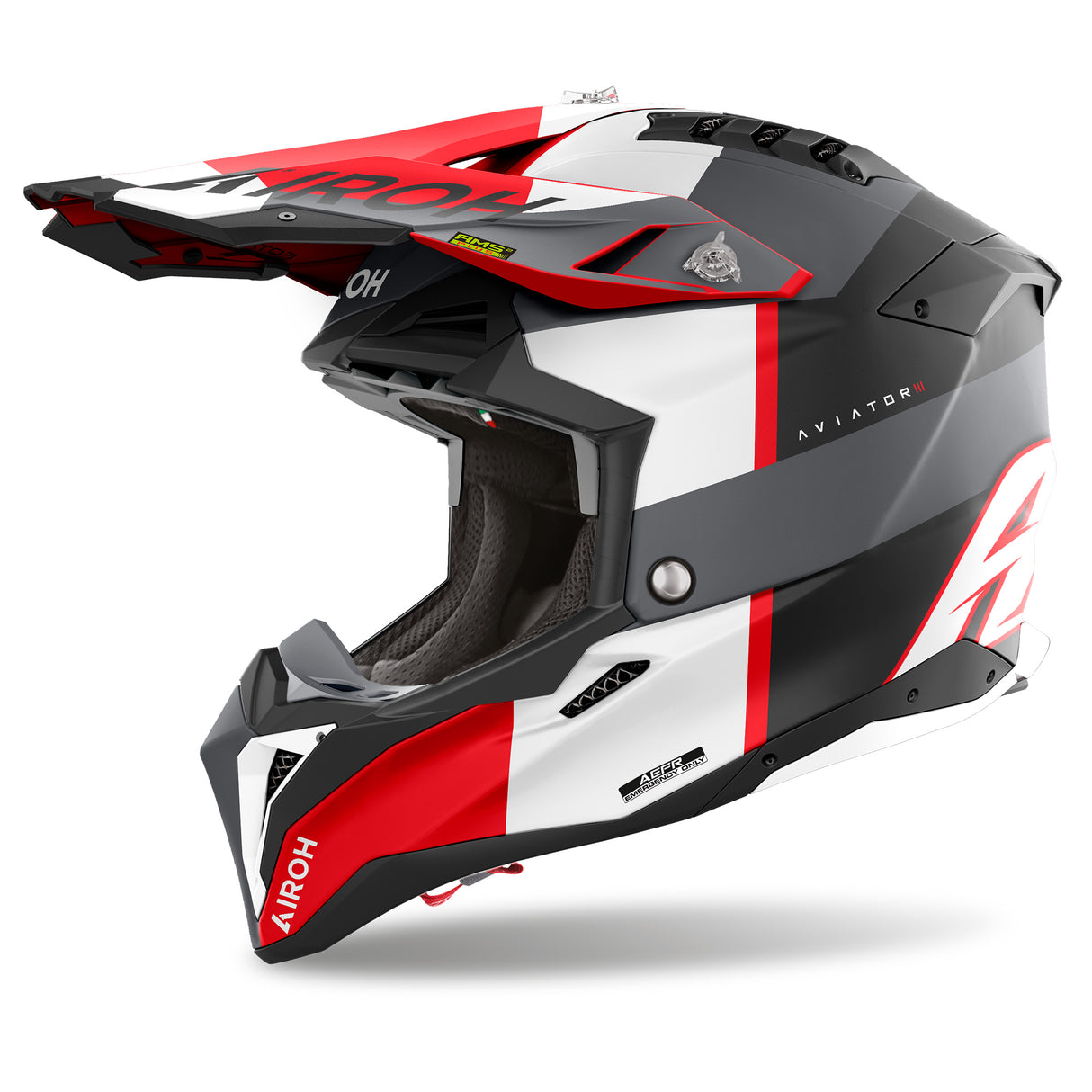 Airoh Helm Aviator 3 Monarch matt-schwarz/grau-weiß-rot