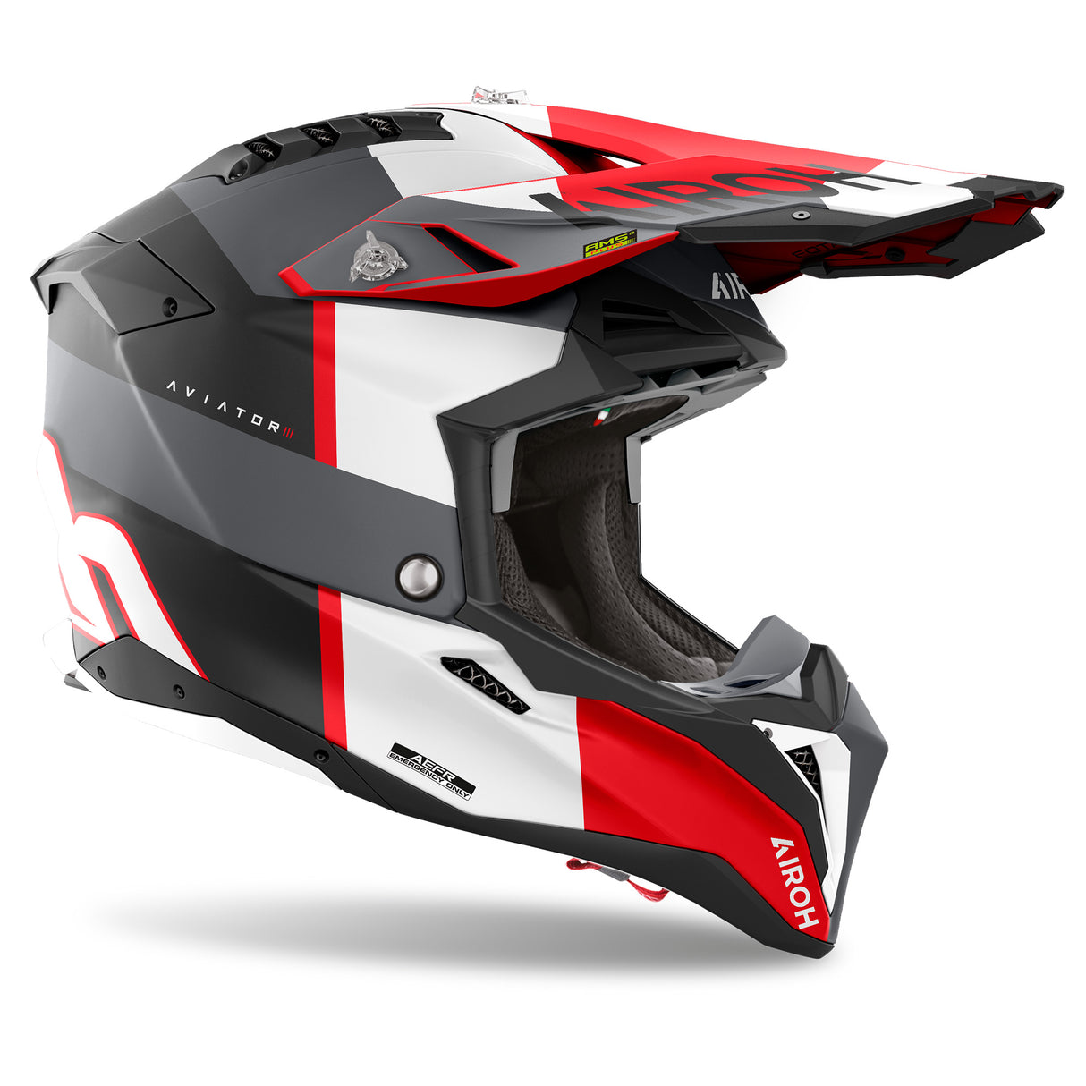 Airoh Helm Aviator 3 Monarch matt-schwarz/grau-weiß-rot