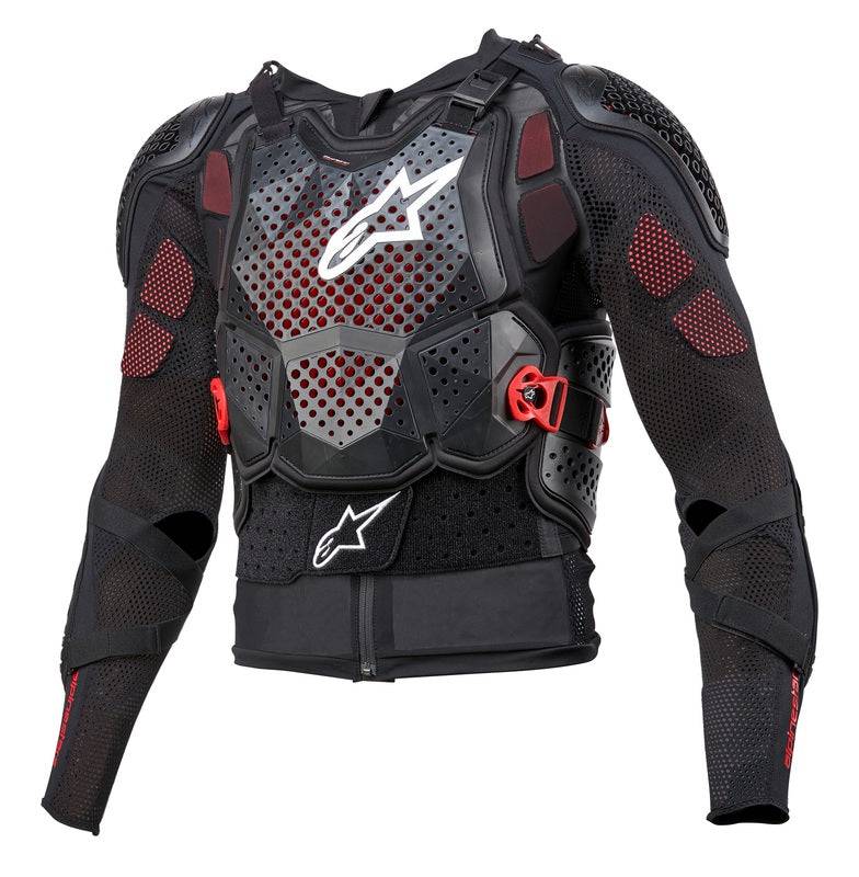 Alpinestars Bionic Tech v3 Schutzjacke in Schwarz-Weiß-Rot, Nachrüstprotektor für optimalen Schutz beim Motorradfahren