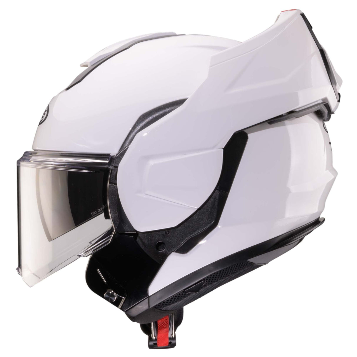 Weißer Caberg Klapphelm Trip mit klappbarem Visier und komfortabler Passform, ideal für Motorradfahrer.