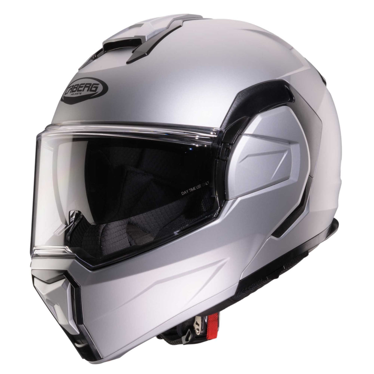 Matt-silberner Caberg Klapphelm Trip mit Visier und Belüftungsöffnungen, komfortabler Motorradhelm für sicheres Fahren