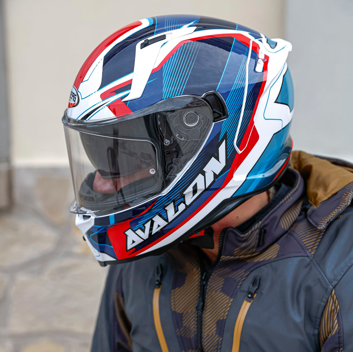 Caberg Helm Avalon X Optic weiß/blau-rot