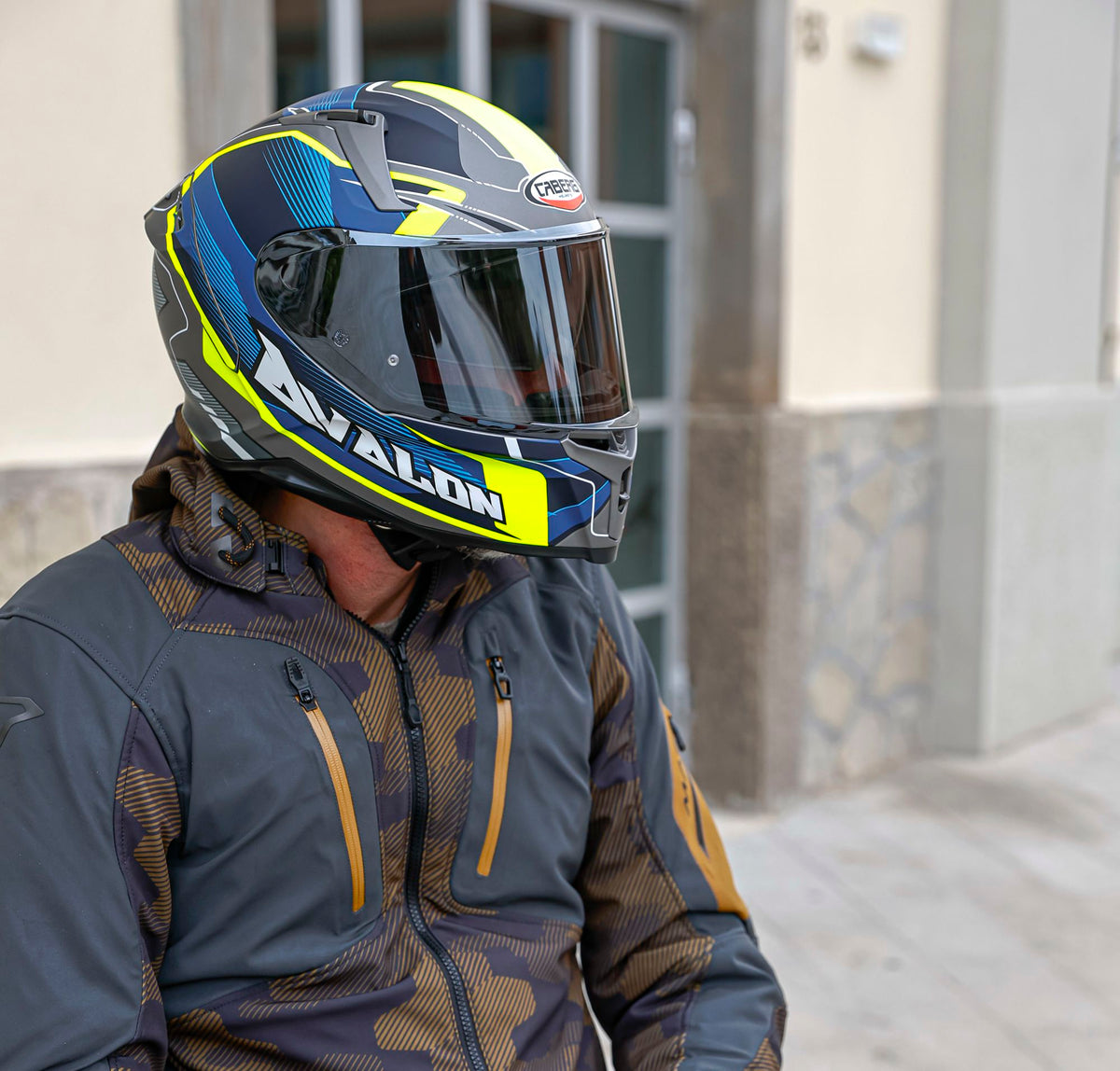Caberg Helm Avalon X Optic matt-grau/blau-fluo-gelb
