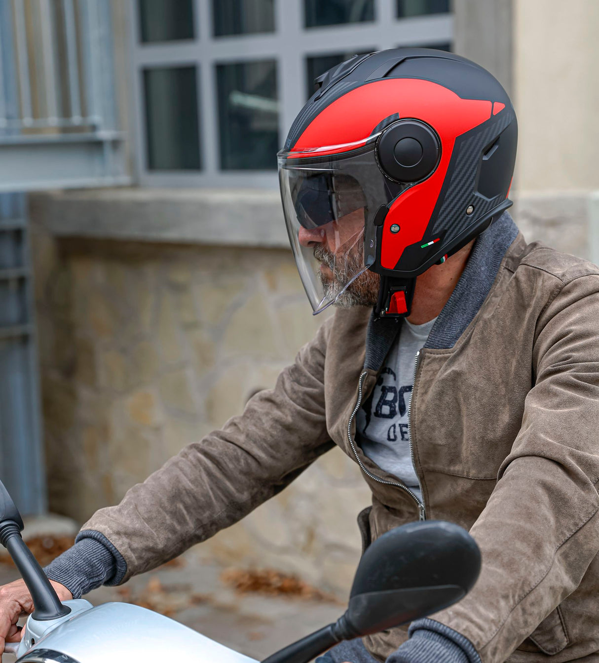 Caberg Helm Soho Milano matt-schwarz/rot
