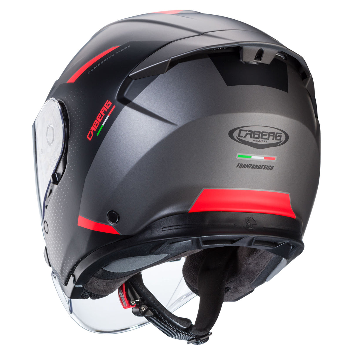 Caberg Helm Flyon II Boss matt-grau/rot-schwarz