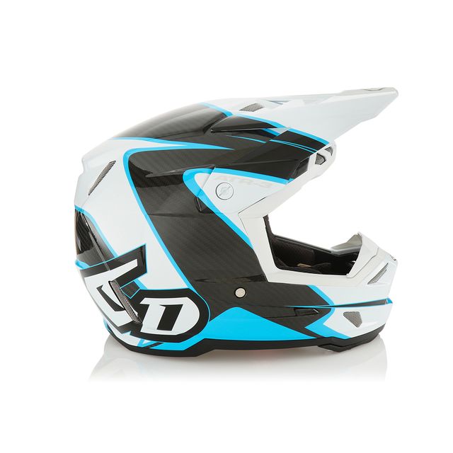 6D ATR-3 Motocrosshelm in glänzendem Cyan und Weiß mit Wave-Design, sicherer Schutz und komfortabler Sitz