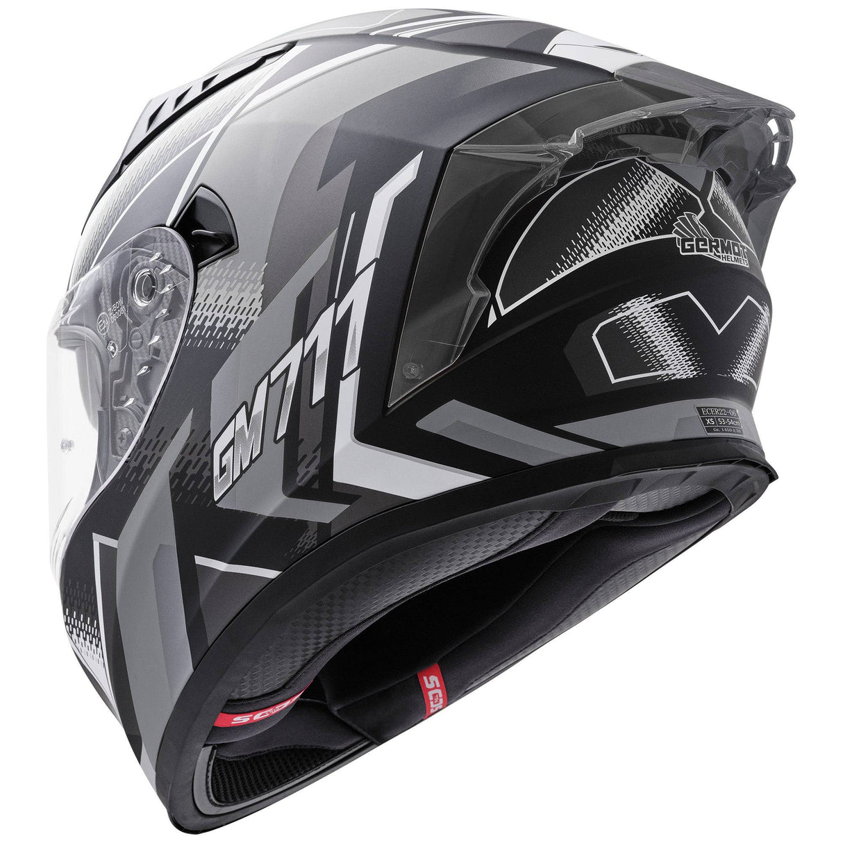 Germot Integralhelm GM 711 in mattschwarz und Grau, stabile Außenschale, komfortables Innenfutter, für Motorradfahrer