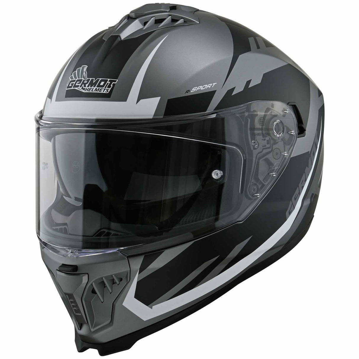 Germot Helm GM 811 matt-schwarz/silber-weiß
