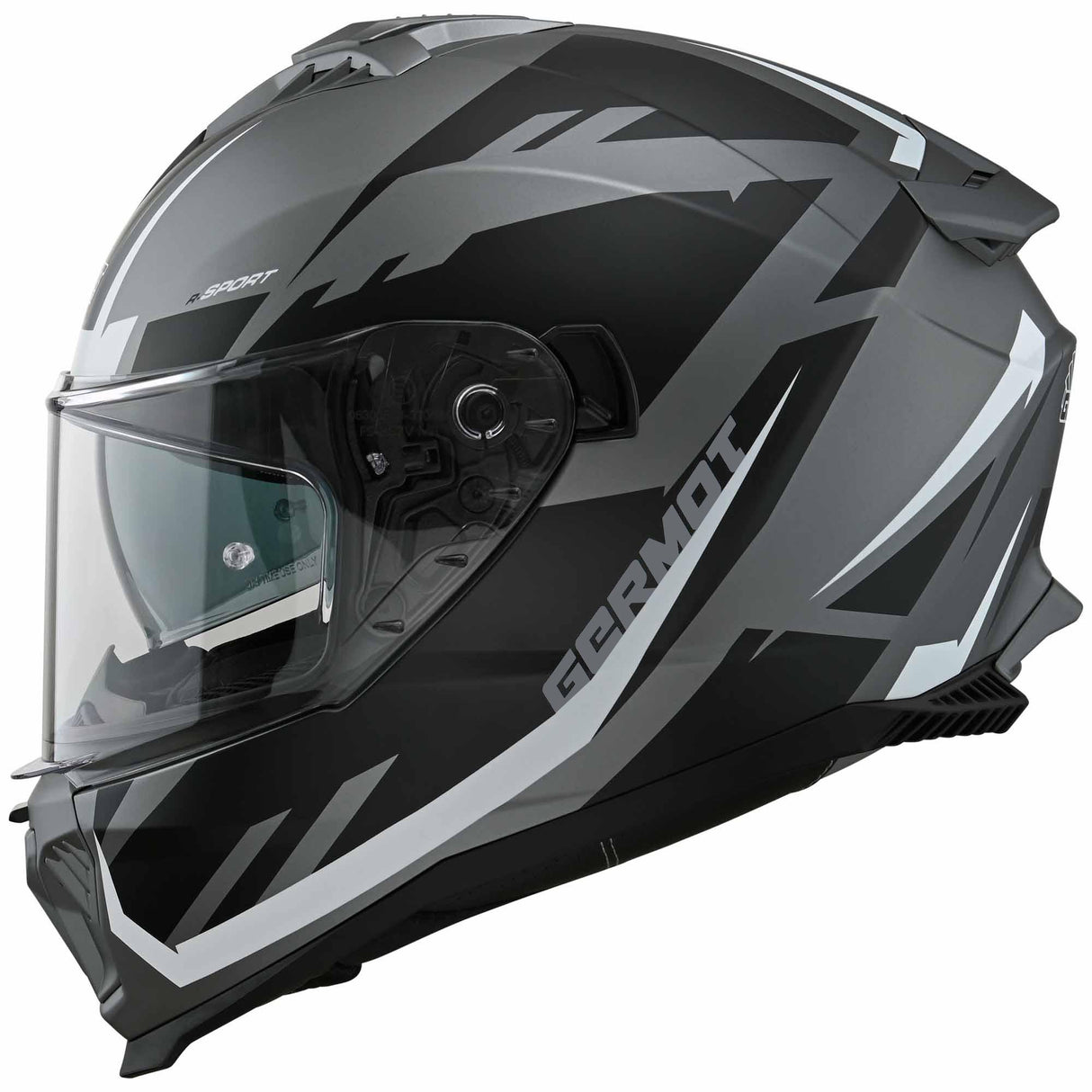 Germot Helm GM 811 matt-schwarz/silber-weiß