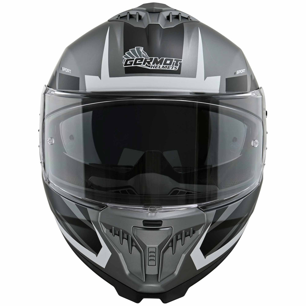 Germot Integralhelm GM 811 in mattschwarz mit silber-weißen Akzenten, Schutz und Komfort beim Motorradfahren
