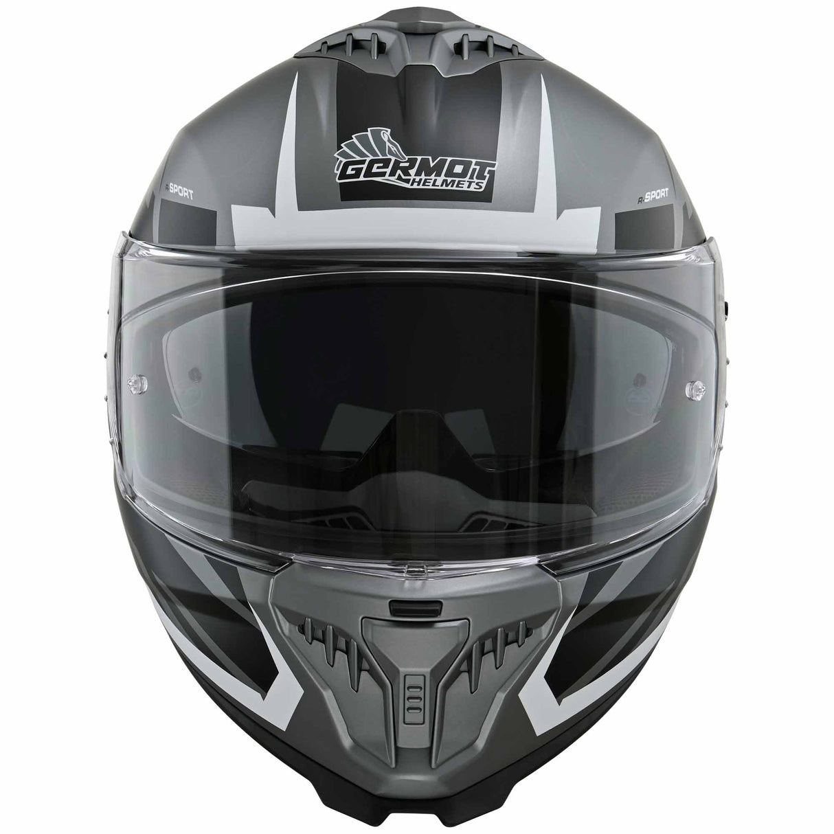 Germot Helm GM 811 matt-schwarz/silber-weiß