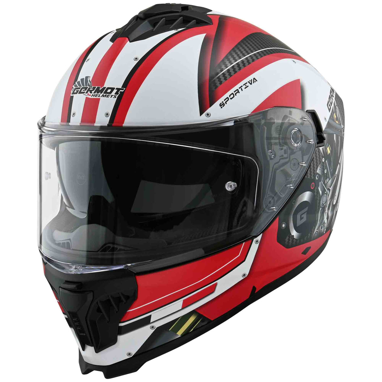Germot Helm GM 811 matt-schwarz/rot-weiß