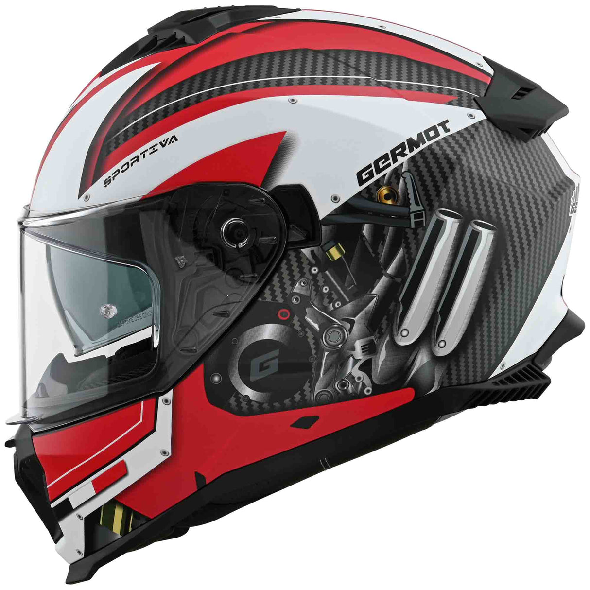 Germot Helm GM 811 matt-schwarz/rot-weiß